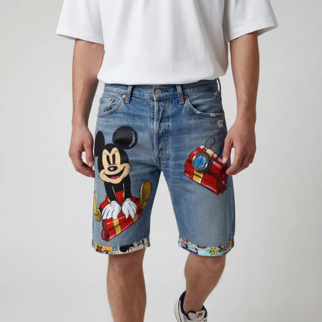 Never Say Never Levi’s Vintage Topolino bermuda dipinto a mano