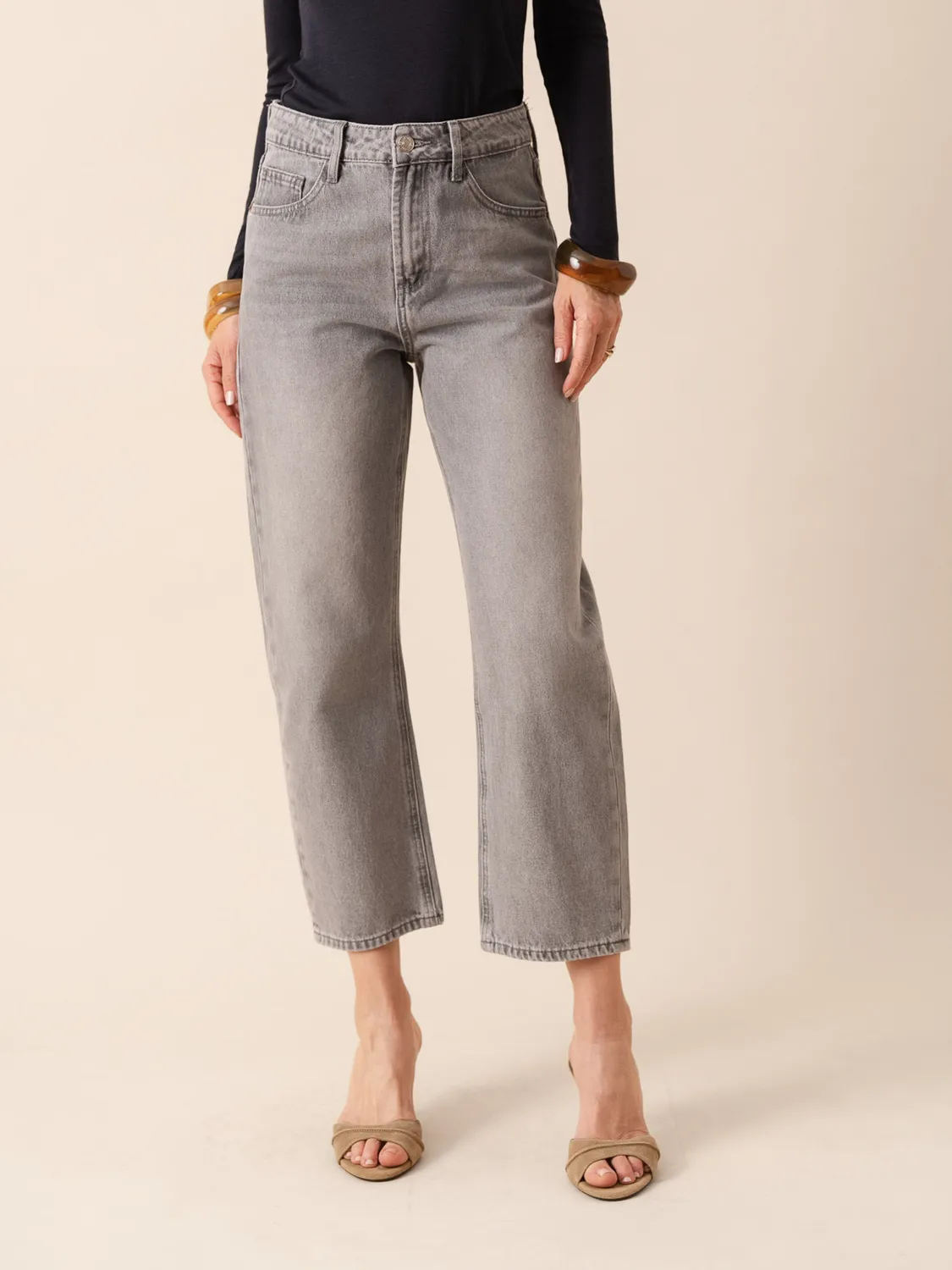 Oraije Boy jeans barrel grigio chiaro