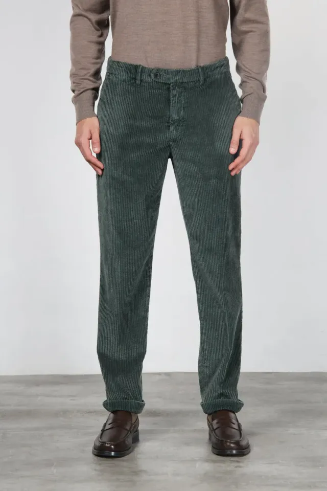 Mason's Paris chino uomo verde scuro velluto carrot