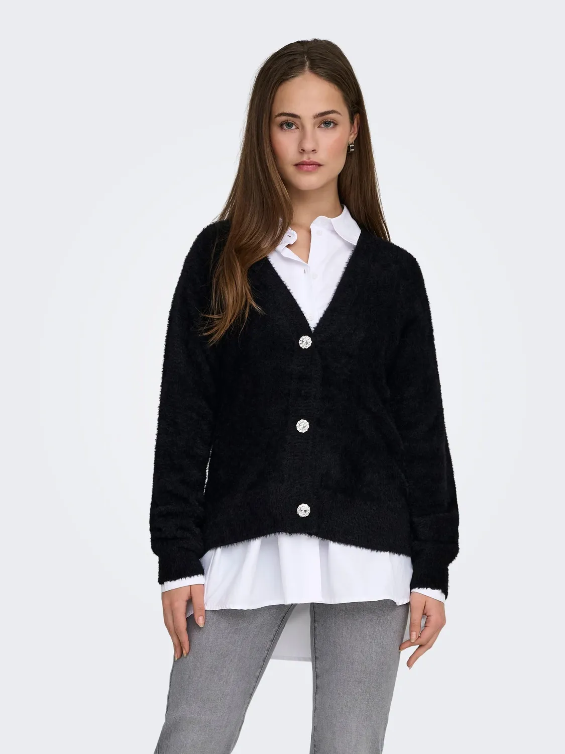ONLY Onlella Cardigan Donna Nero maglia bottoni