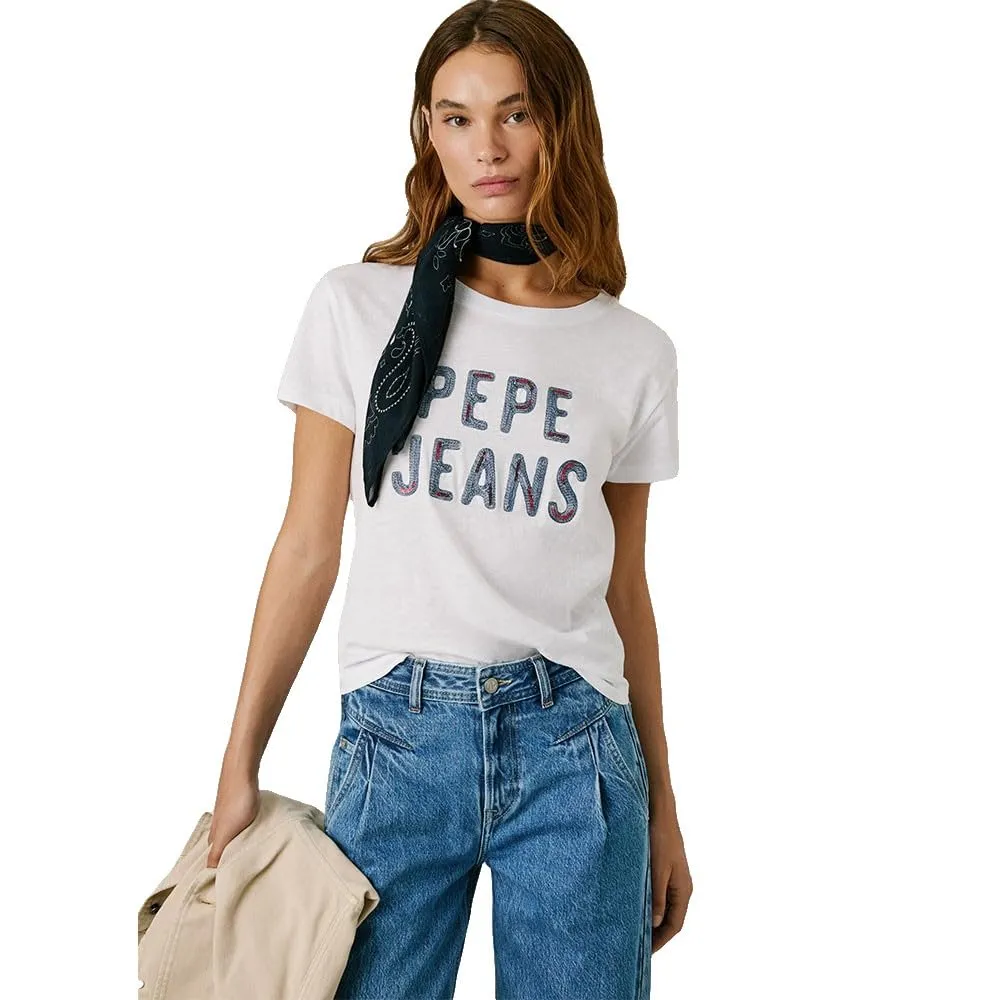 Pepe Jeans Badi T-Shirt Donna XS Bianca Paillettes
