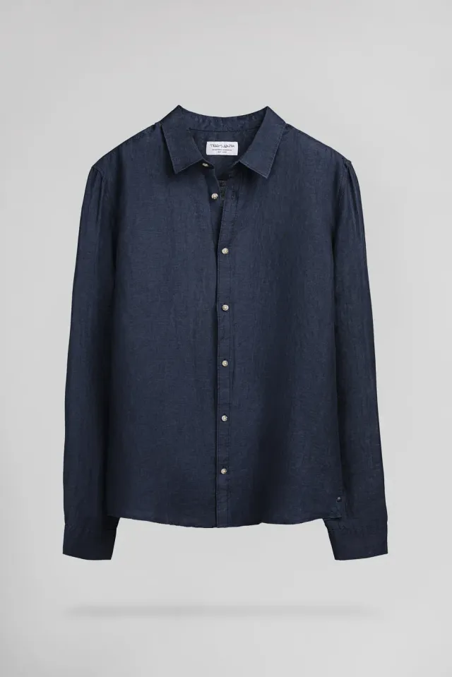 Teddy Smith C-Linen ML camicia lino blu navy regular