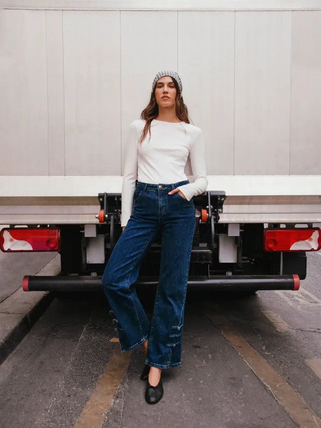 Oraije Ambre jeans flare donna blu scuro