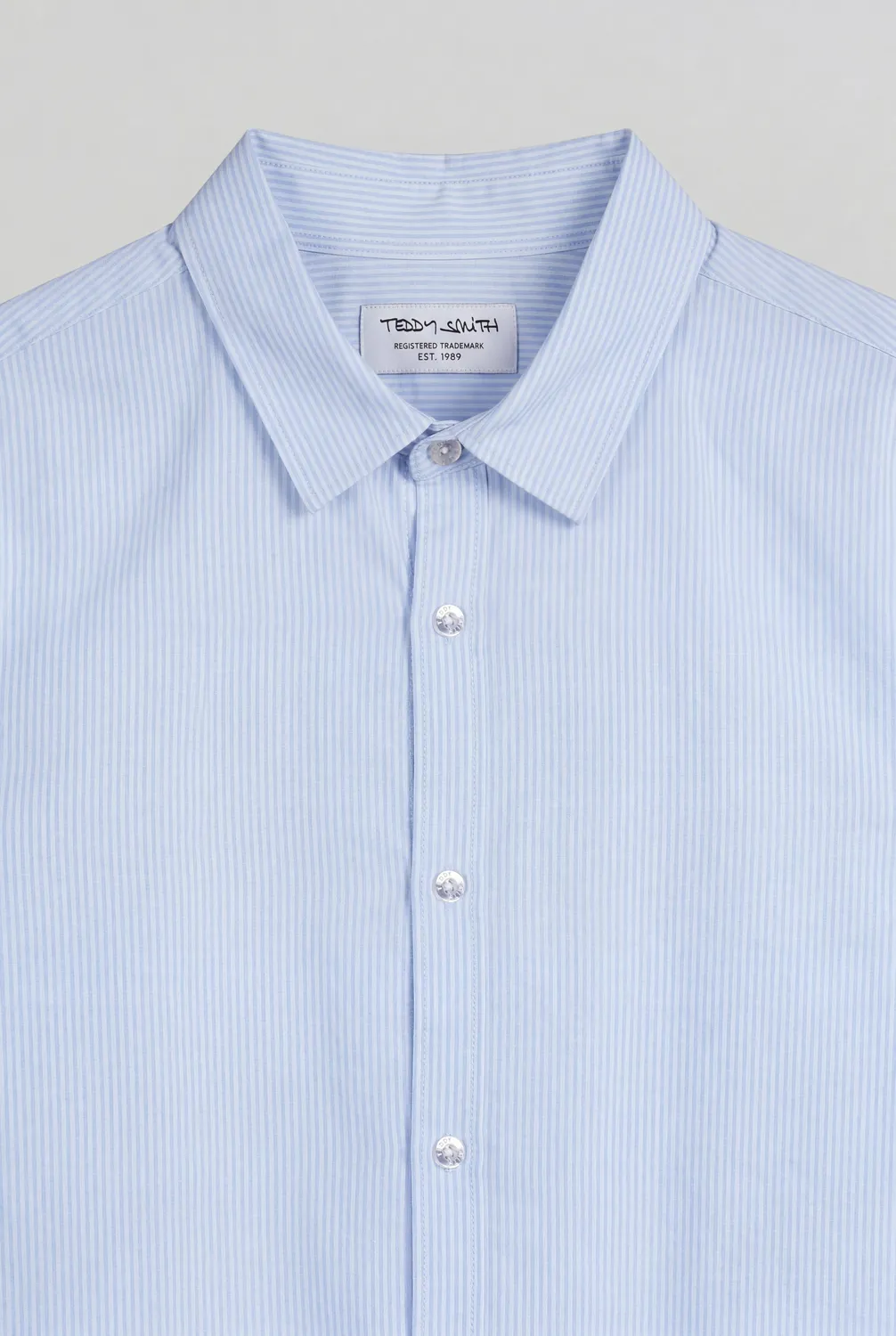 Teddy Smith Carton camicia uomo azzurro righe slim fil a fil