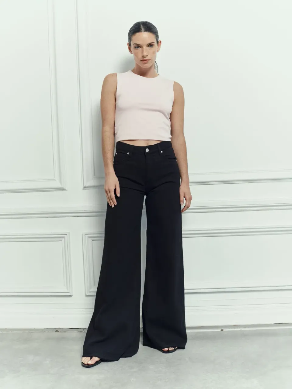 Acquaverde Soul pantaloni svasati Black Stone sfrangiati