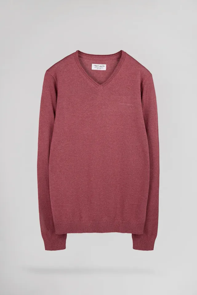 Teddy Smith Pulser 4 Maglione Uomo Bordeaux Scollo V
