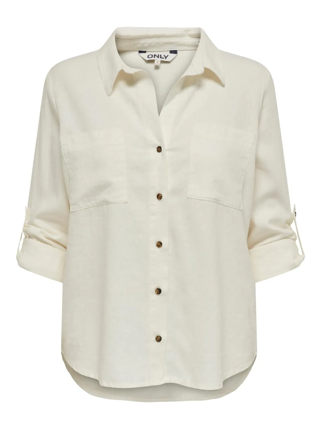 ONLY Shirt camicia manica arrotolata nera giro manica
