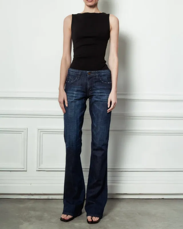 acquaverde Sienna jeans zampa worn dark mid-rise