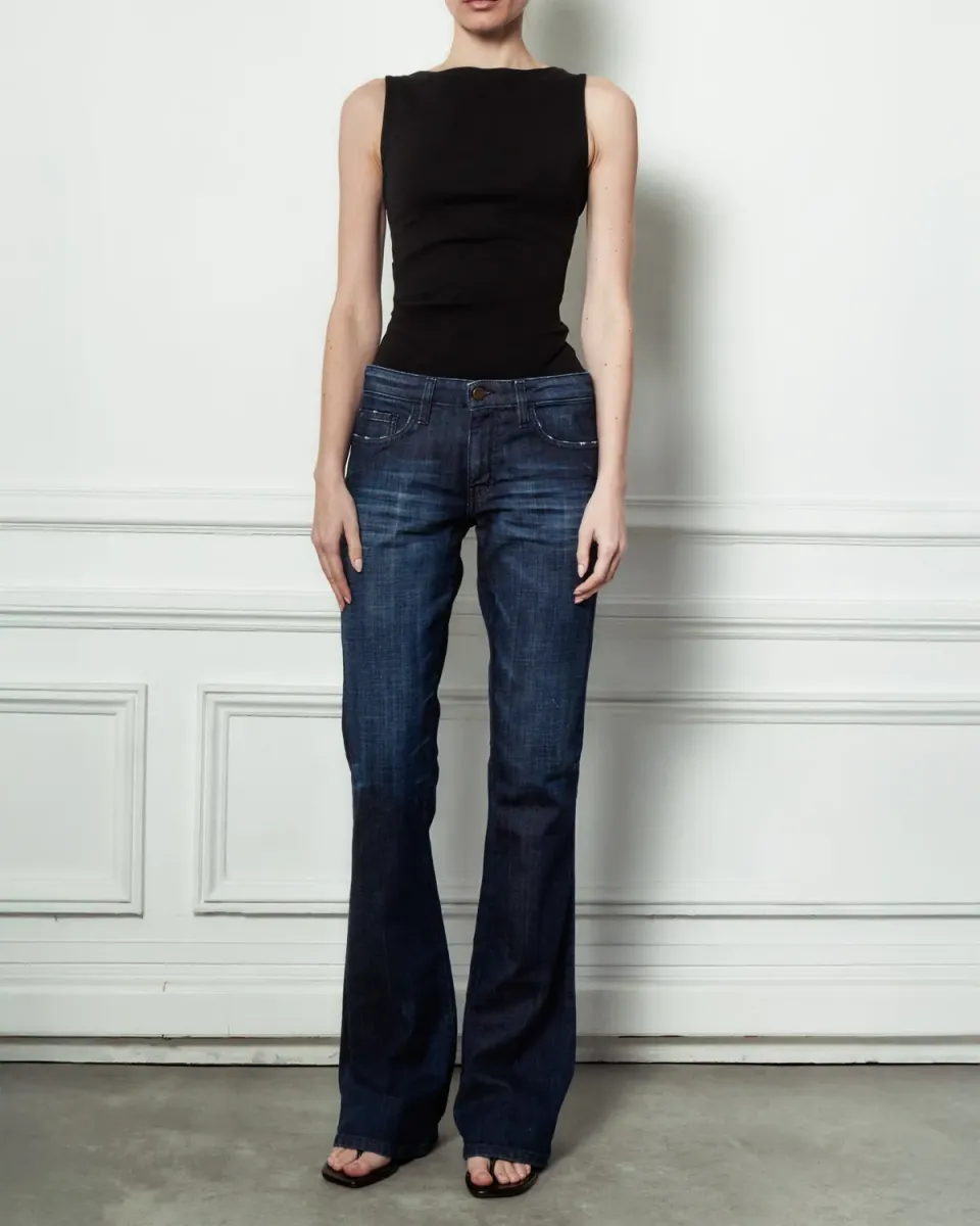 acquaverde Sienna jeans zampa worn dark mid-rise