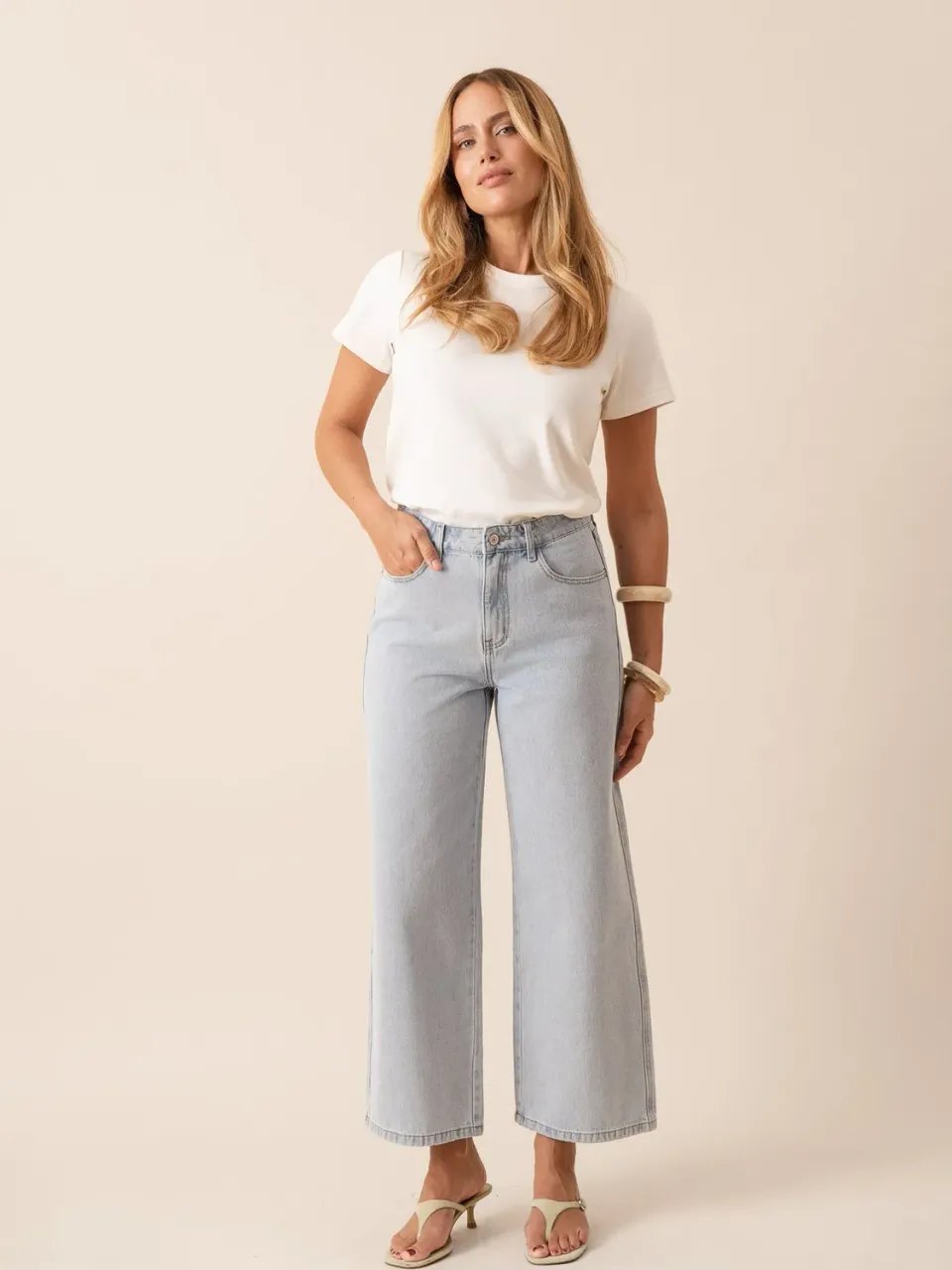 Oraije Colombe jeans wide azzurro chiarissimo