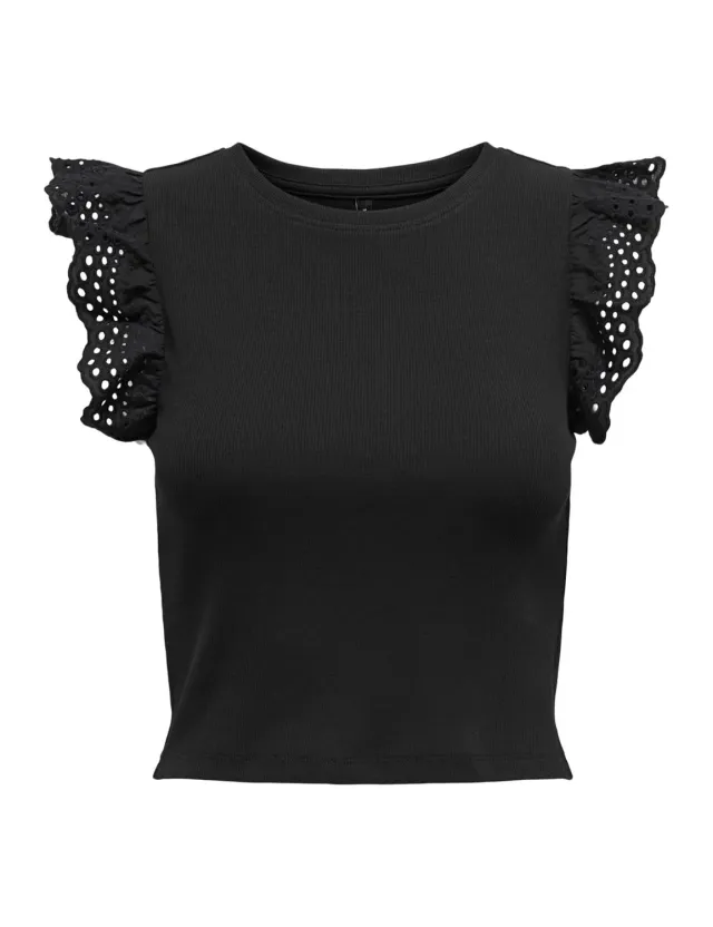 ONLY Onlmathilda top smanicato dettaglio pizzo