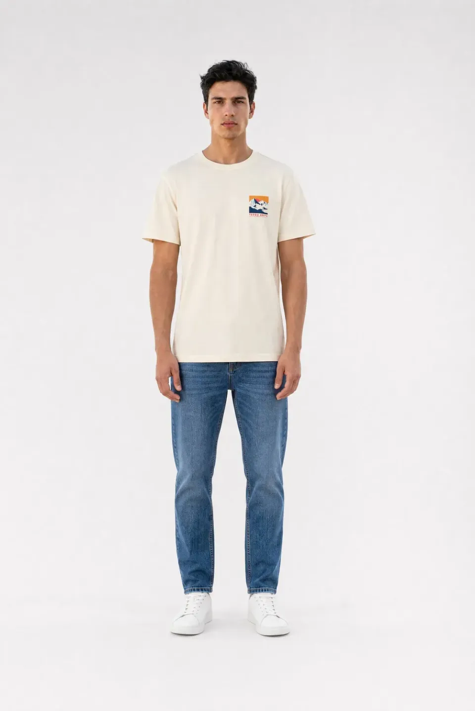 Teddy Smith T-Mountain MC Cream t-shirt crema loose fit