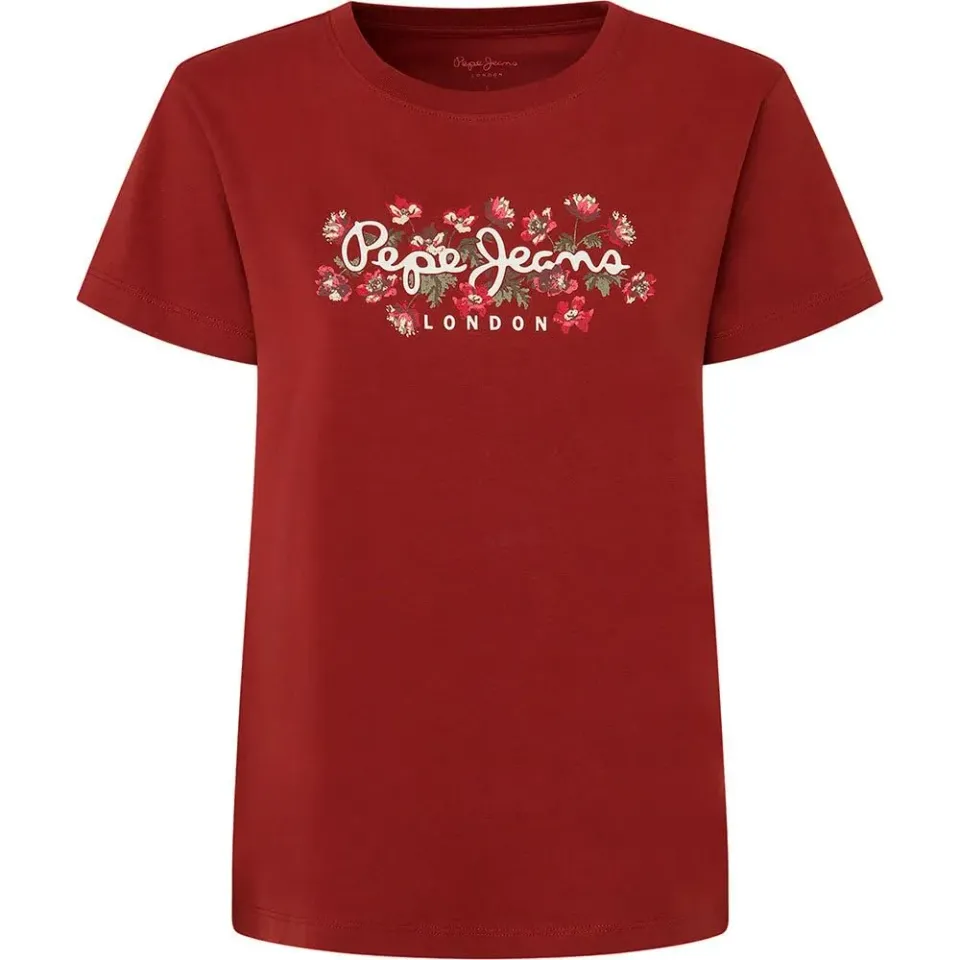 Pepe Jeans Ginny T-Shirt Donna Bianca cotone logo floreale
