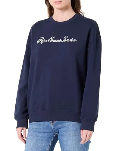 Pepe Jeans Basic Crew Felpa Donna L Bianca Girocollo