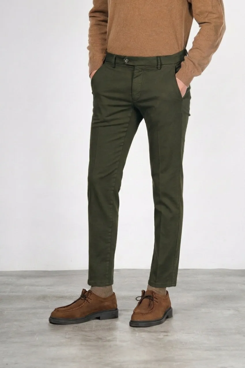 Mason's Torino Flex chino uomo raso slim verde bosco
