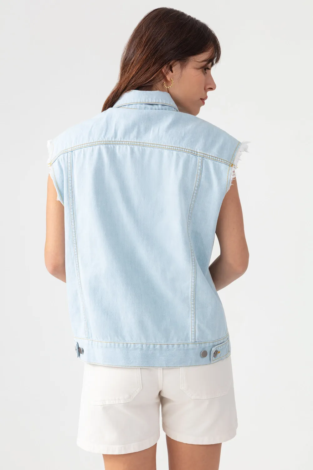 acquaverde Karly gilet jeans Ultra Bleached slavato