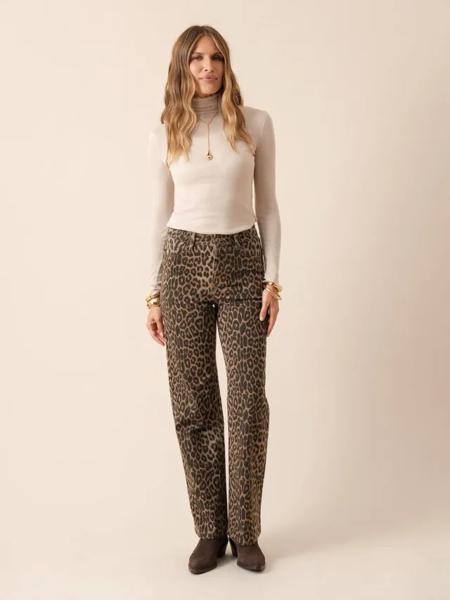 Oraije Barbara jeans leopardato straight loose