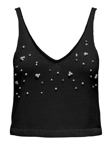 ONLY Onlcolette Life SL Bling top knit nero taglia M