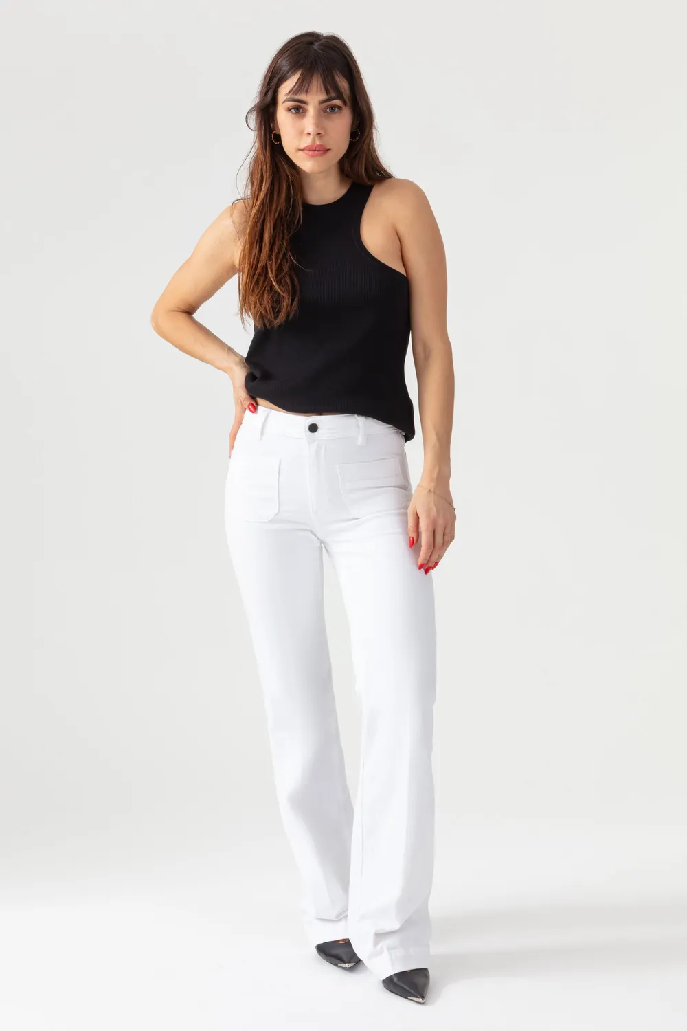 Acquaverde Charlotte pantaloni bootcut bianchi slim