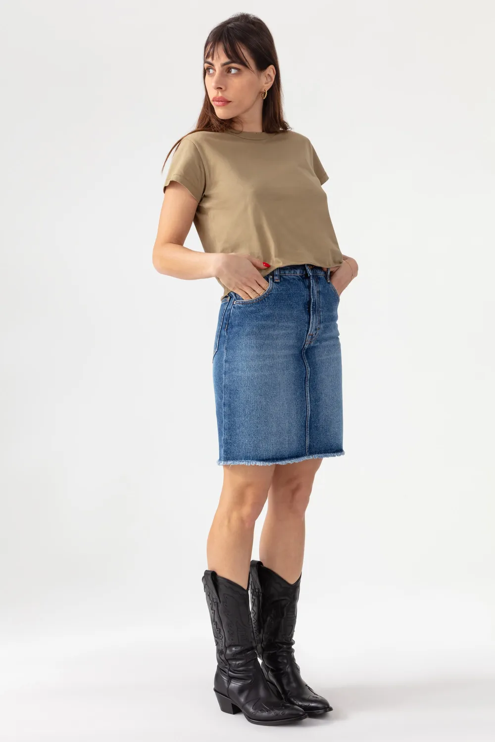 Acquaverde New Army t-shirt cropped effetto usato