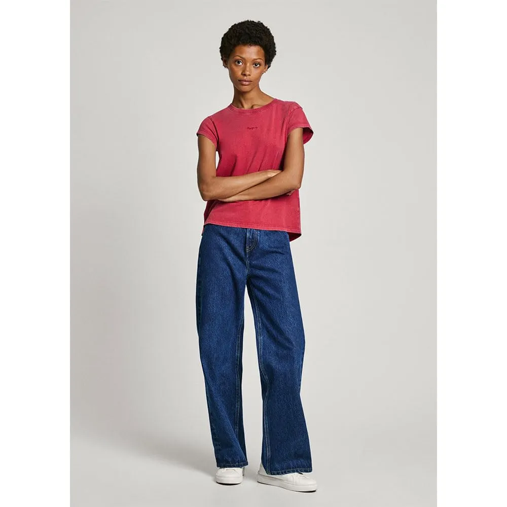 Pepe Jeans Felice T-Shirt Donna Blu Navy Lavato acido