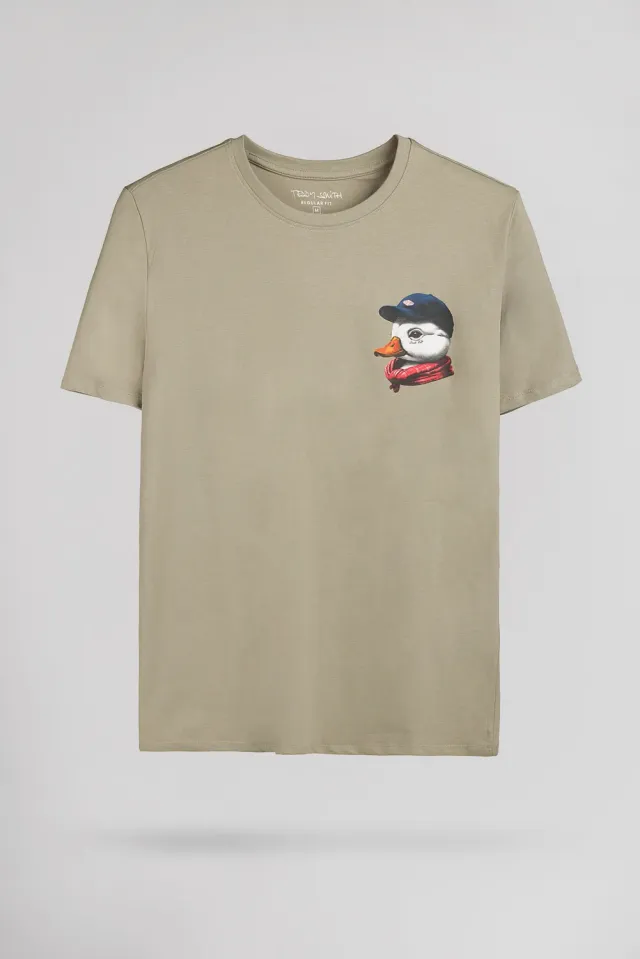 Teddy Smith T-Duck maglietta uomo bleach kaki girocollo