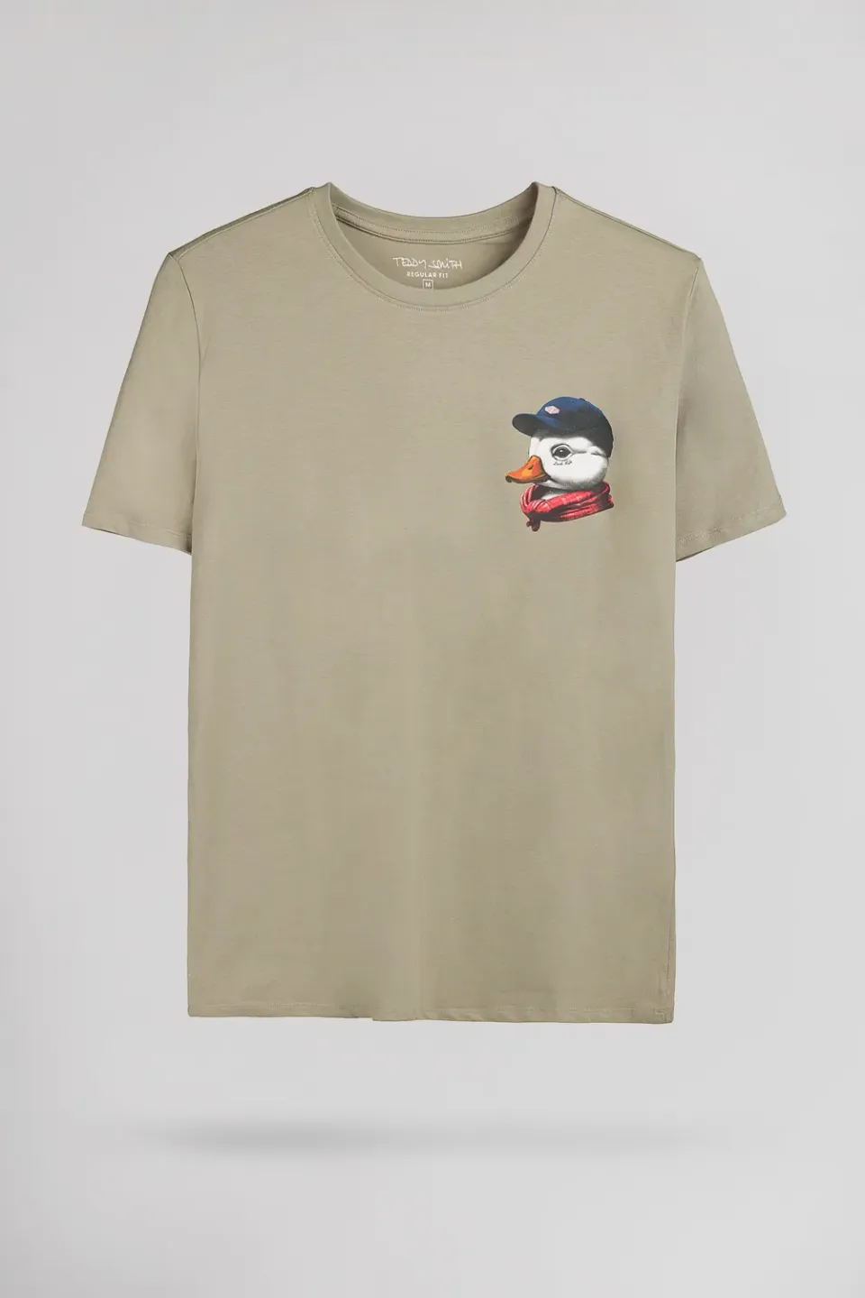 Teddy Smith T-Duck maglietta uomo bleach kaki girocollo