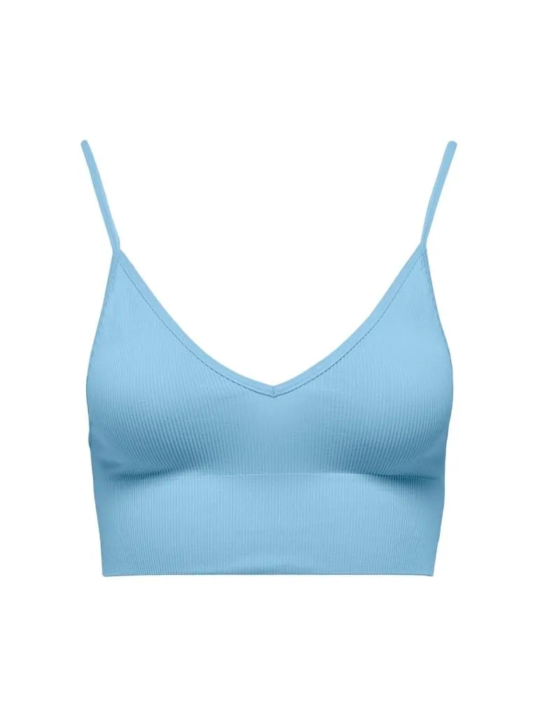 Only Onlvicky Rib top seamless scollo a V opaco