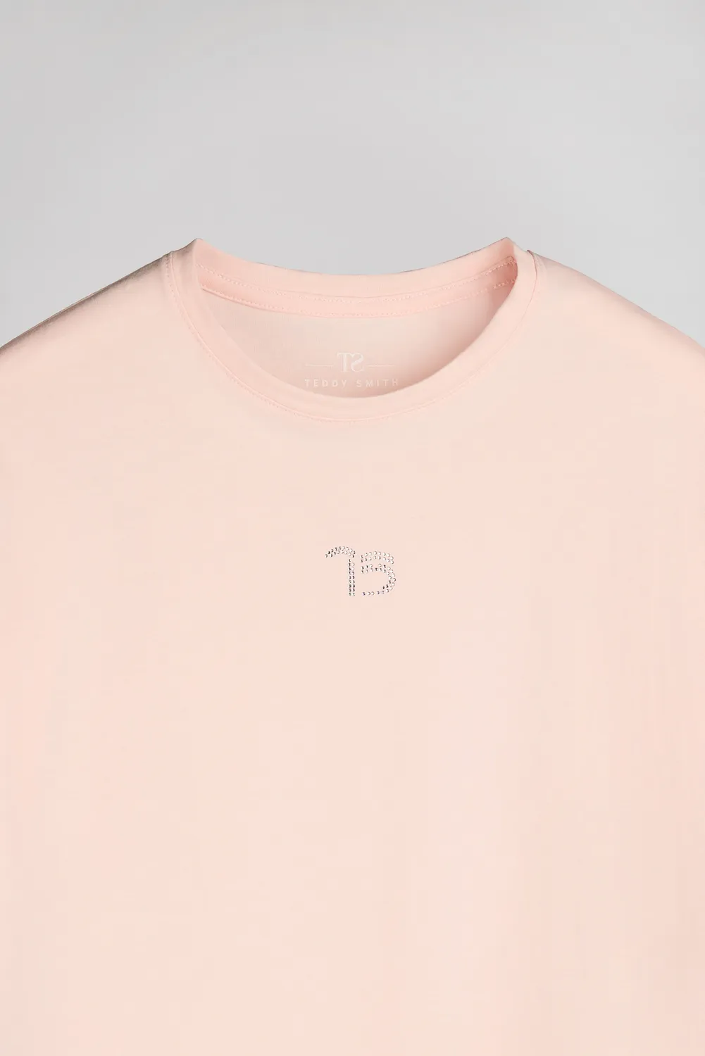 Teddy Smith T-Diana t-shirt donna rosa strass cotone