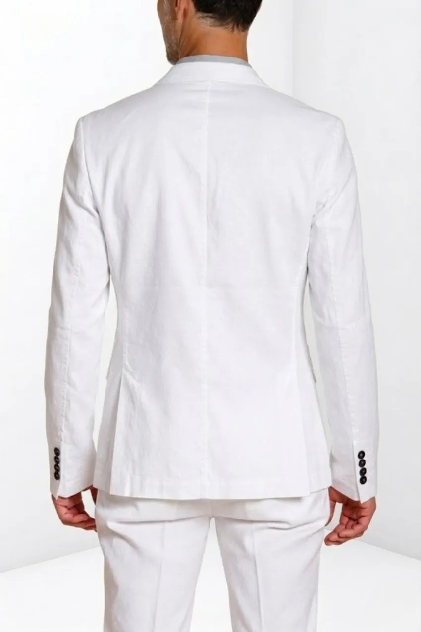 Mason's Da Vinci blazer uomo bianco lino e cotone
