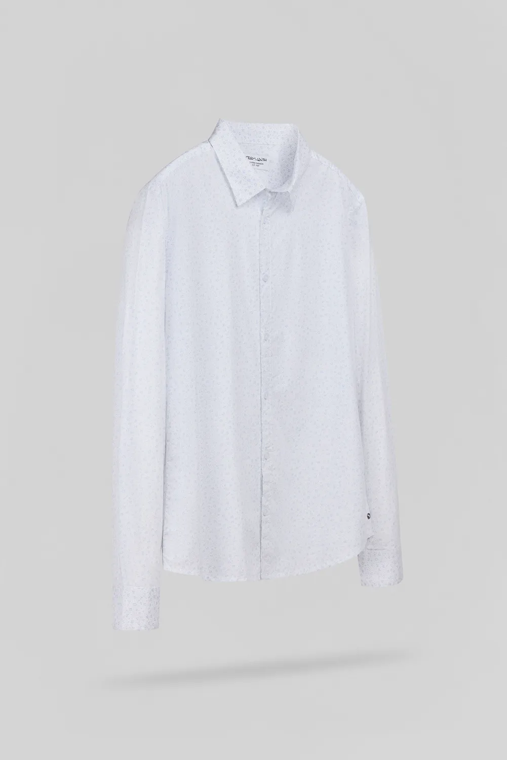 Teddy Smith Carton ML Blanc camicia slim bianco stampa blu