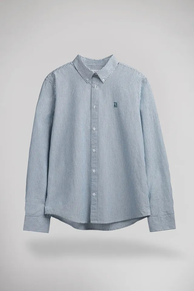 Teddy Smith C-Stanley Camicia Righe Verde Cotone Uomo