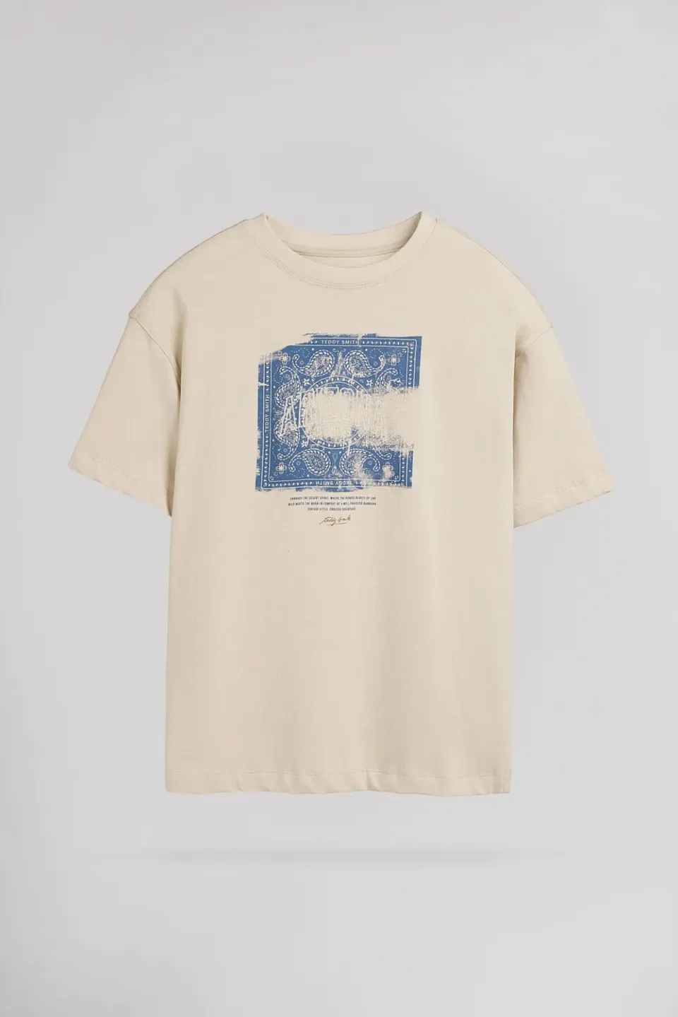 Teddy Smith T-Rond MC JR Beige Clair T-Shirt Bambino Cotone