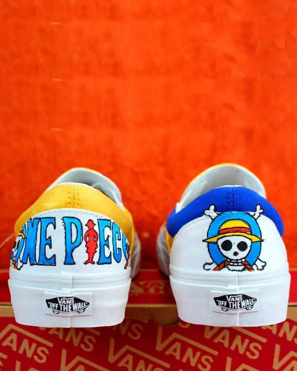 Never Say Never Vans Slip-On Luffy Ace scarpe nere dipinte a mano