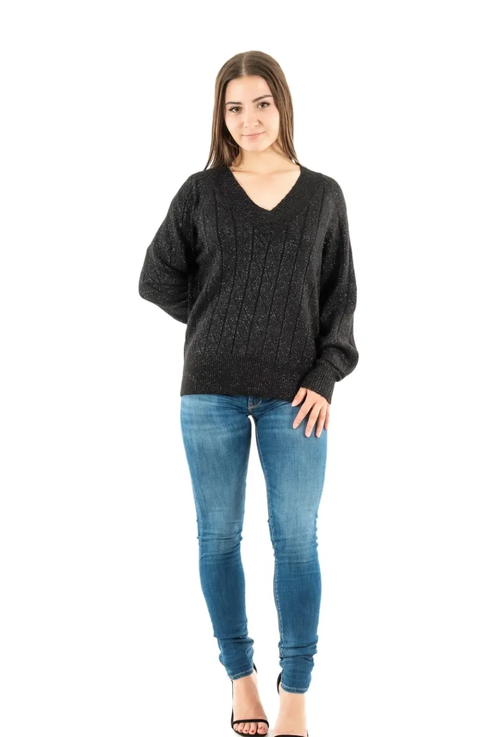 ONLY Onllucia Maglione Donna Nero Glitter Taglia M