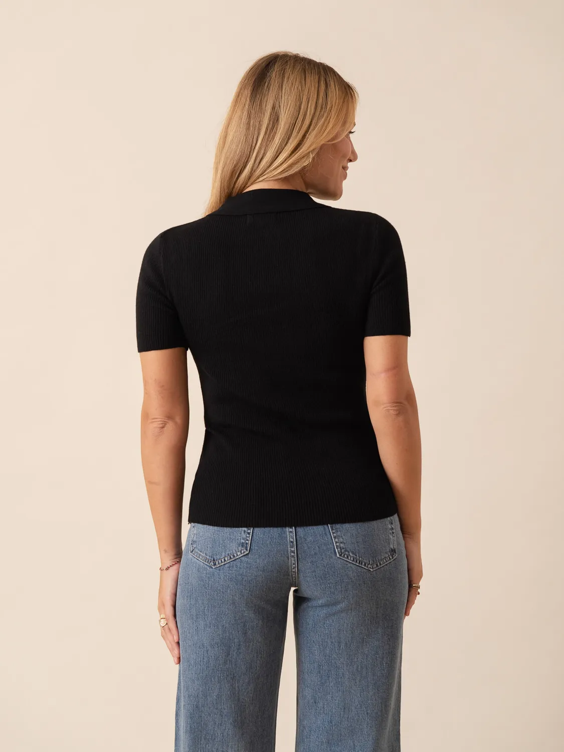 Oraije Meline polo maglia nero maniche corte