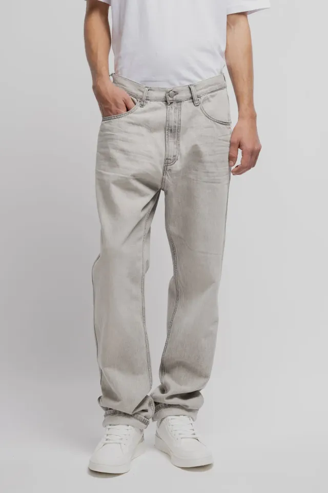 Teddy Smith Memphis Straight jeans uomo grigio chiaro L32 baggy