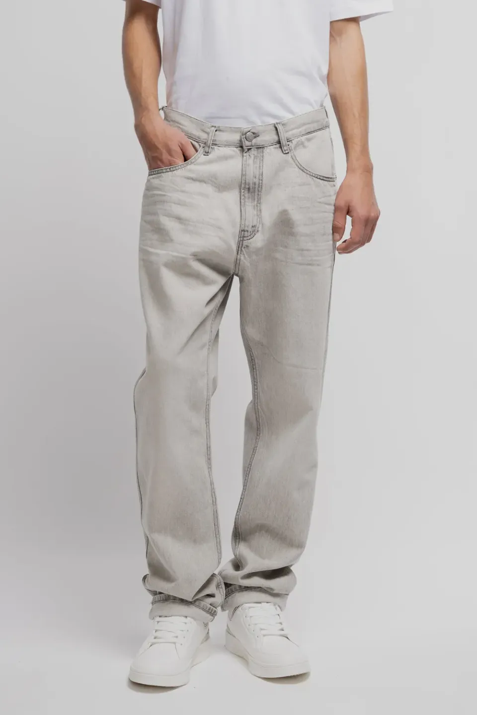 Teddy Smith Memphis Straight jeans uomo grigio chiaro L32 baggy