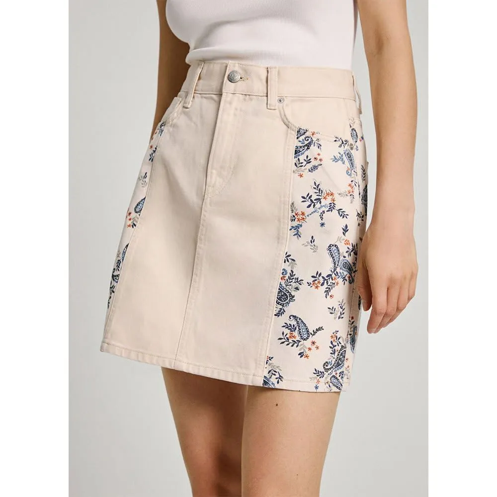 Pepe Jeans Gonna Jeans Donna S Ecru Paisley