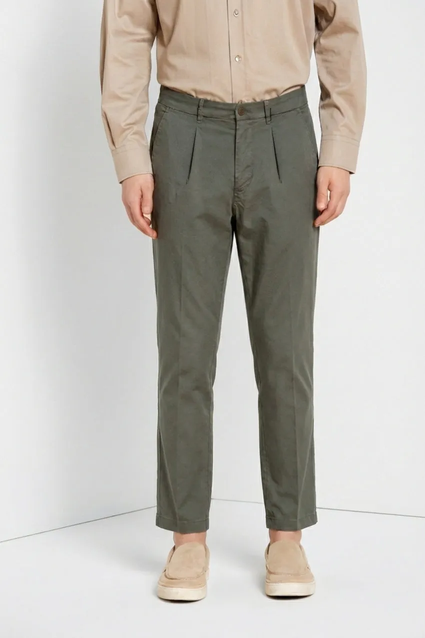 Mason's Boston Pinces chino uomo verde gabardina stretch
