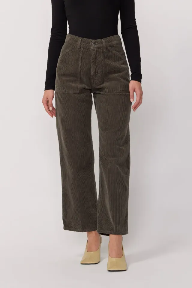 acquaverde Eddy pantaloni velluto verde muschio
