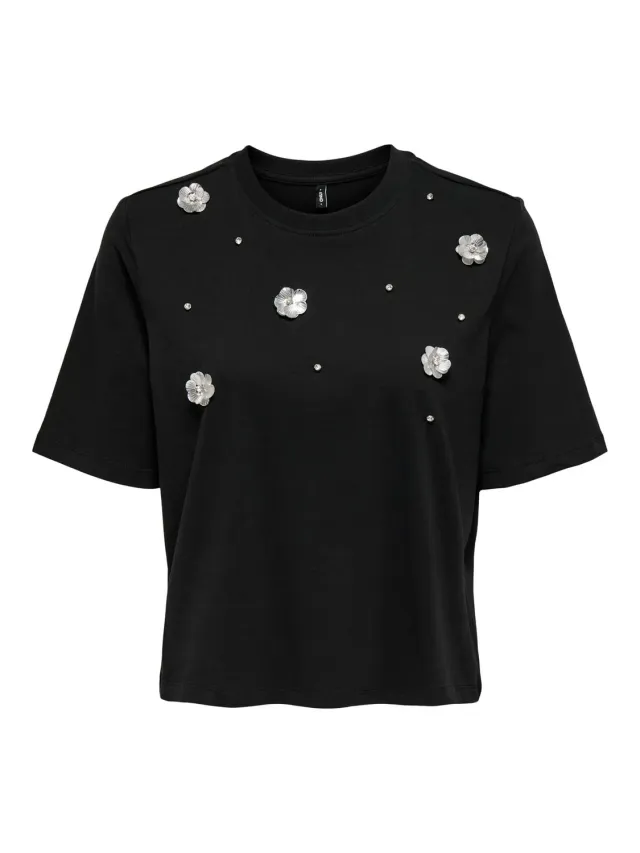 ONLY Onlsilvia Top Maniche Corte Nero