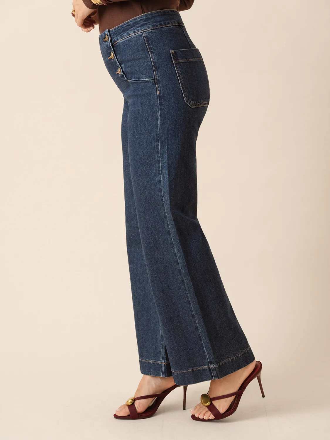 Oraije Victo jeans wide blu scuro alte