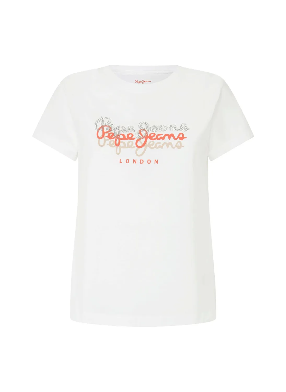 Pepe Jeans Galey T-Shirt Donna Bianca Loghi